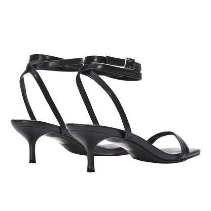 Black - Back - XY London Womens-Ladies Nikita Strappy Low Kitten Heel Sandals