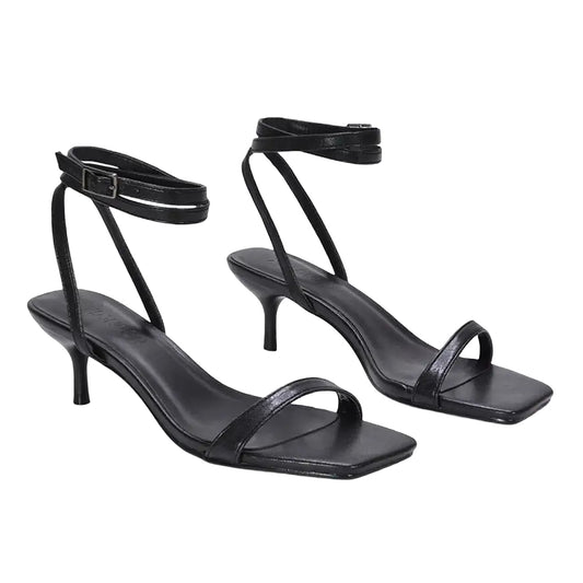 Black - Front - XY London Womens-Ladies Nikita Strappy Low Kitten Heel Sandals
