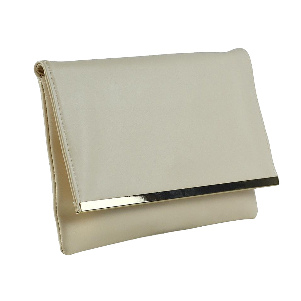 Gold - Side - XY London Billie Evening Chain Strap Clutch Bag