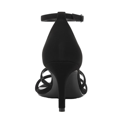 Jet Black - Back - XY London Womens-Ladies Lea Strappy Low Kitten Heel Sandals
