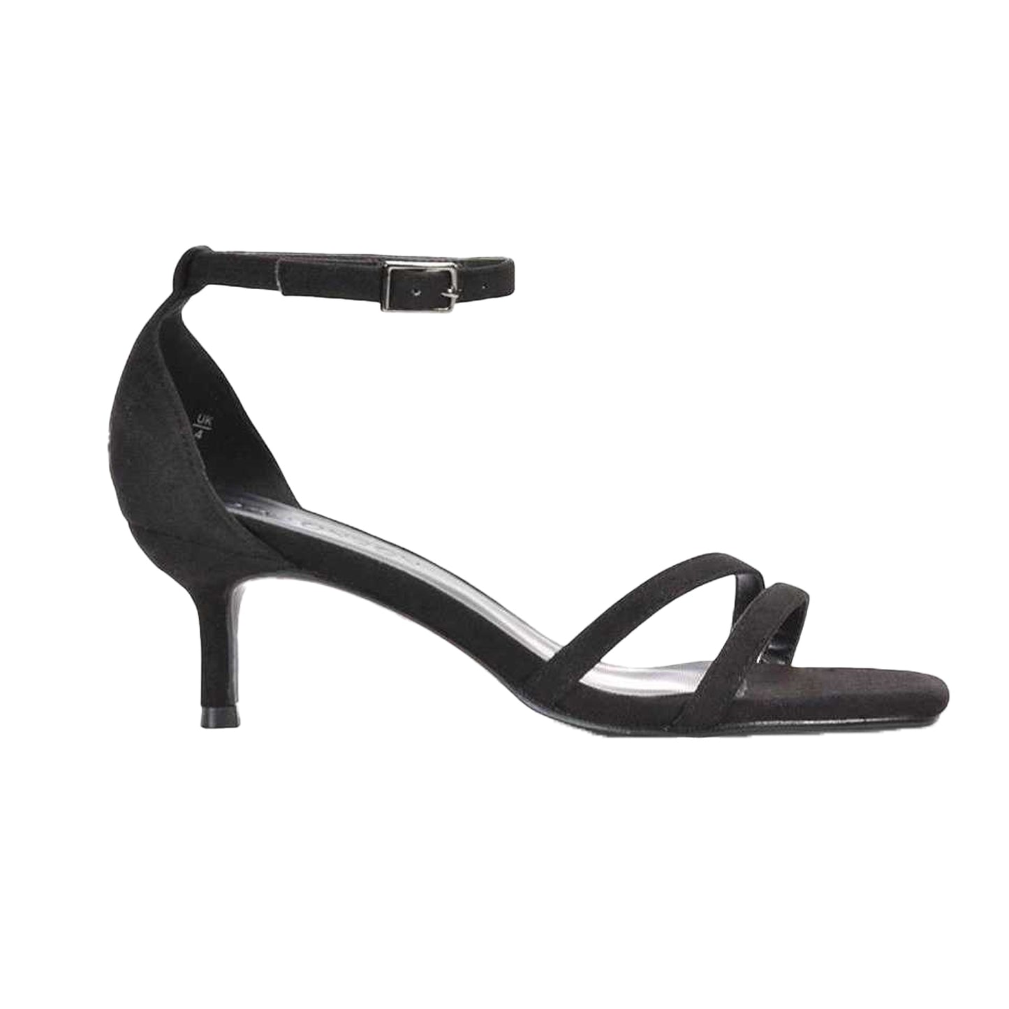 Jet Black - Side - XY London Womens-Ladies Lea Strappy Low Kitten Heel Sandals