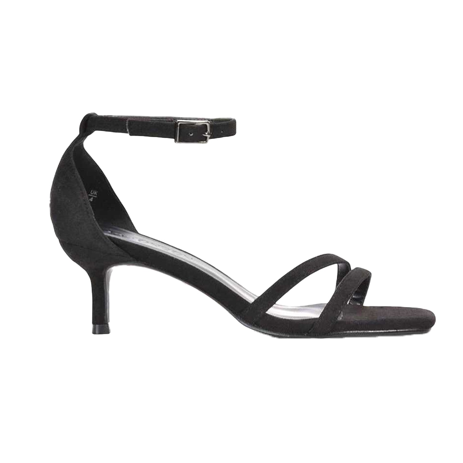 Jet Black - Side - XY London Womens-Ladies Lea Strappy Low Kitten Heel Sandals