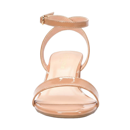 Taupe - Lifestyle - XY London Womens-Ladies Gemma Patent Strappy Low Block Heel Sandals