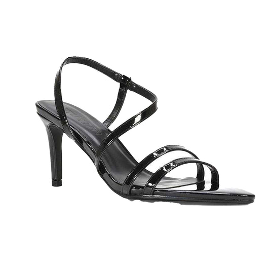 True Black - Front - XY London Womens-Ladies Theodora Patent Stiletto Heel Sandals