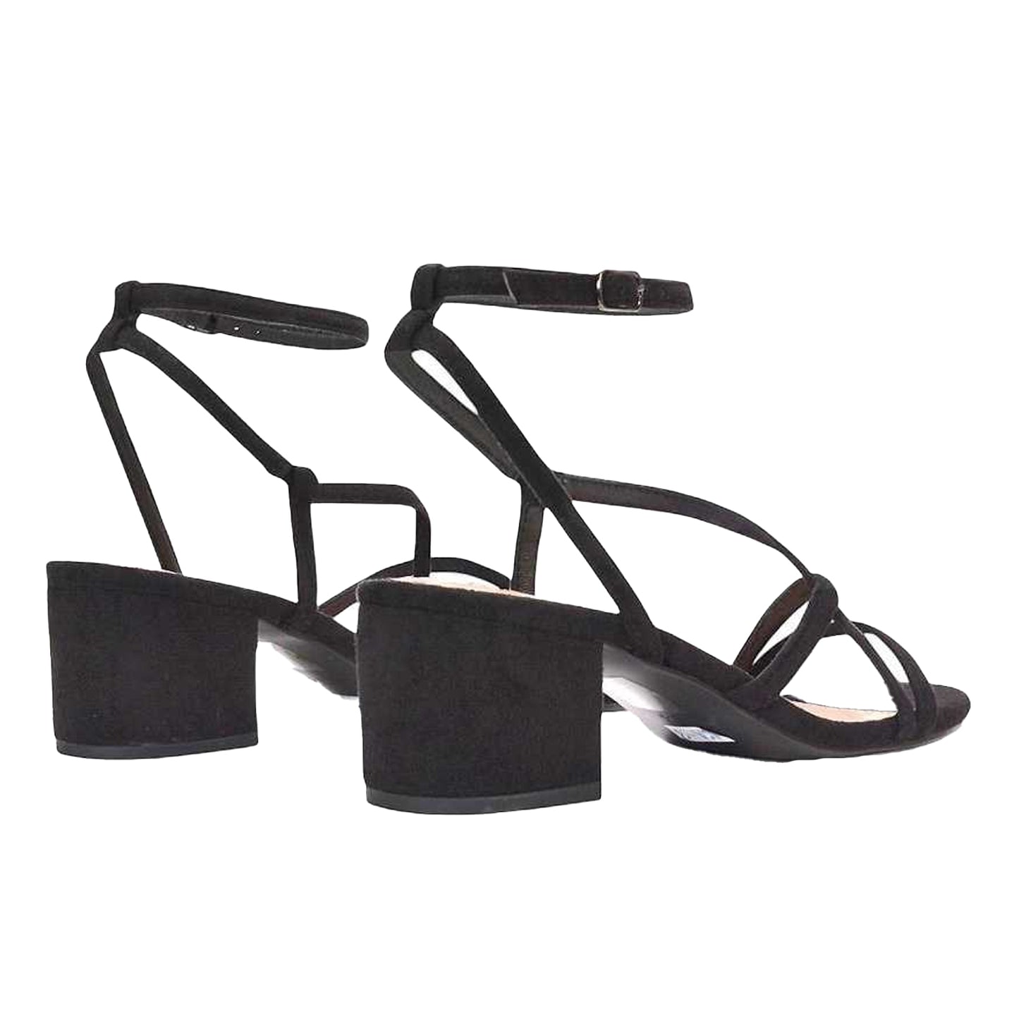 Jet Black - Back - XY London Womens-Ladies Maria Strappy Block Heel Sandals