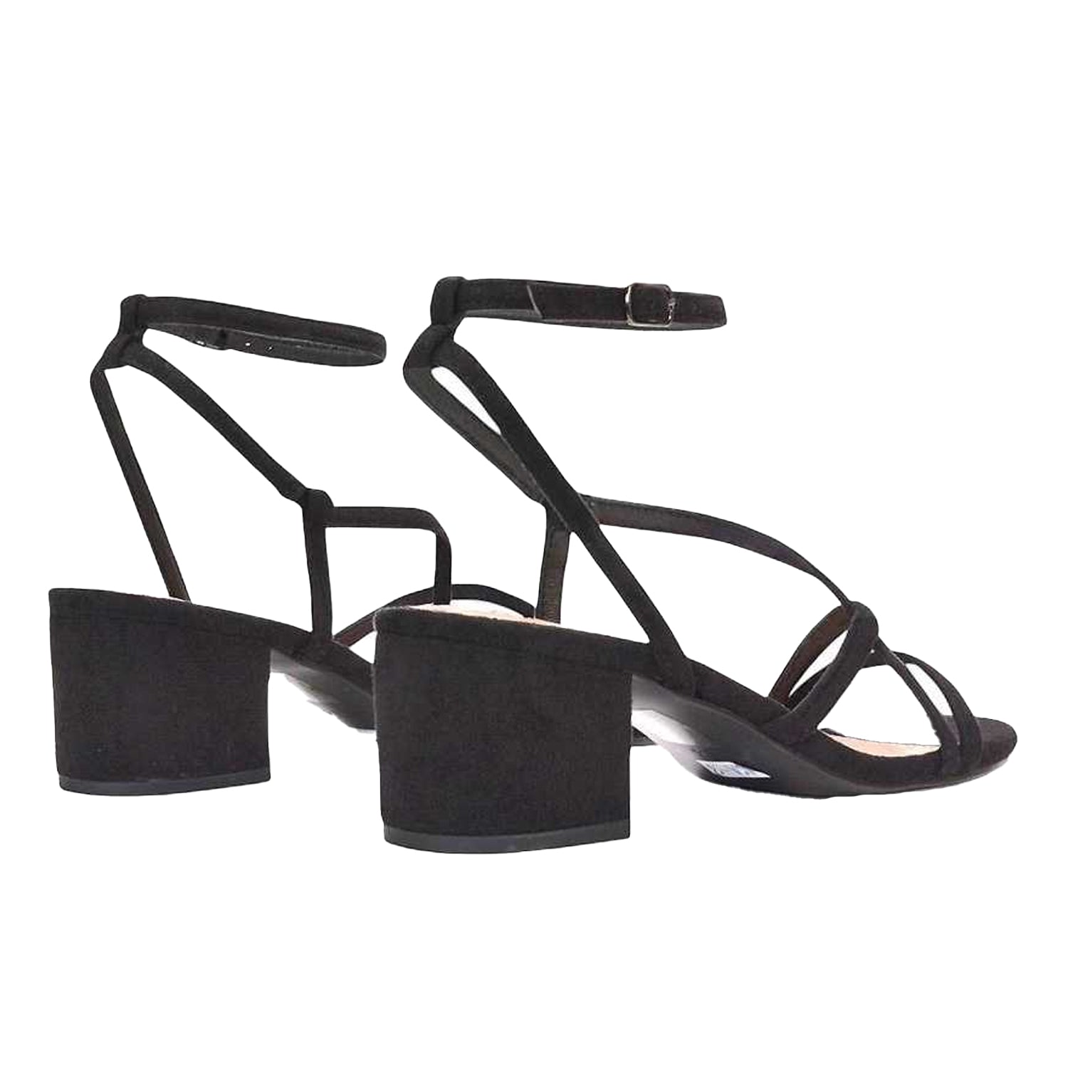 Jet Black - Back - XY London Womens-Ladies Maria Strappy Block Heel Sandals