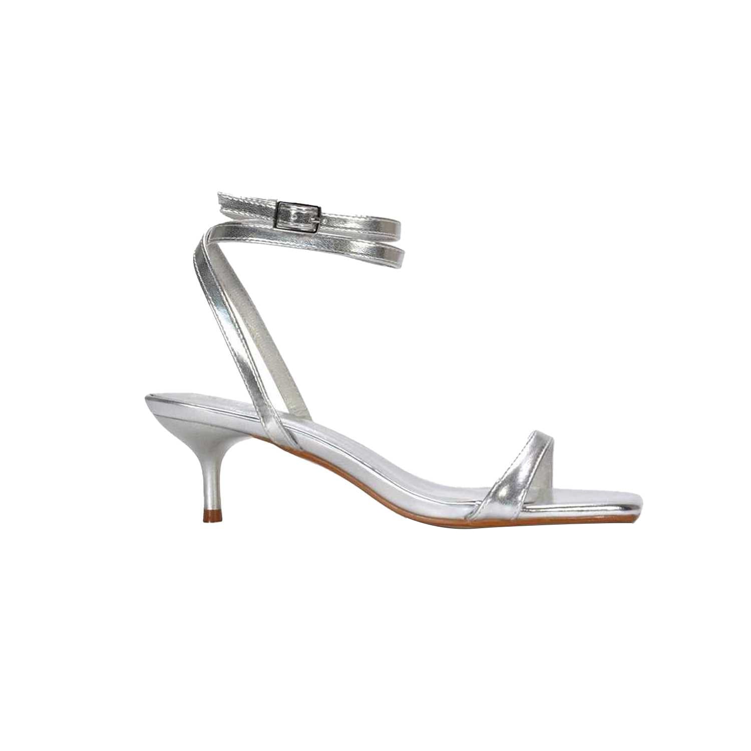 Metallic - Back - XY London Womens-Ladies Nikita Metallic Strappy Low Kitten Heel Sandals