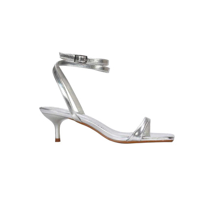 Metallic - Back - XY London Womens-Ladies Nikita Metallic Strappy Low Kitten Heel Sandals