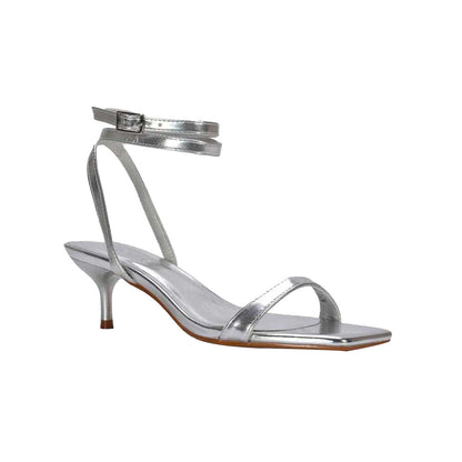 Metallic - Front - XY London Womens-Ladies Nikita Metallic Strappy Low Kitten Heel Sandals