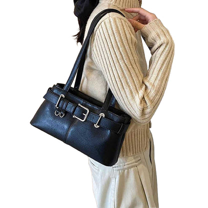 Black - Back - XY London Womens-Ladies Josephine Belted Shoulder Bag