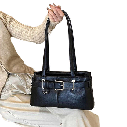 Black - Side - XY London Womens-Ladies Josephine Belted Shoulder Bag