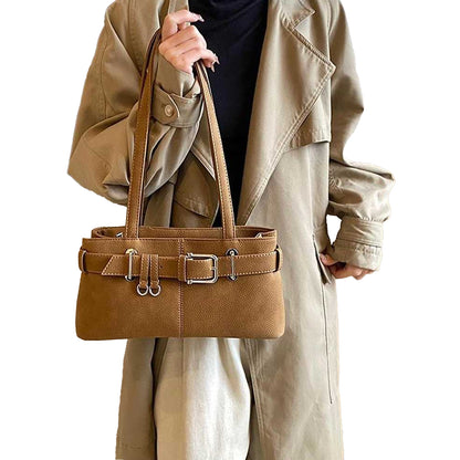 Tan - Back - XY London Womens-Ladies Josephine Belted Shoulder Bag