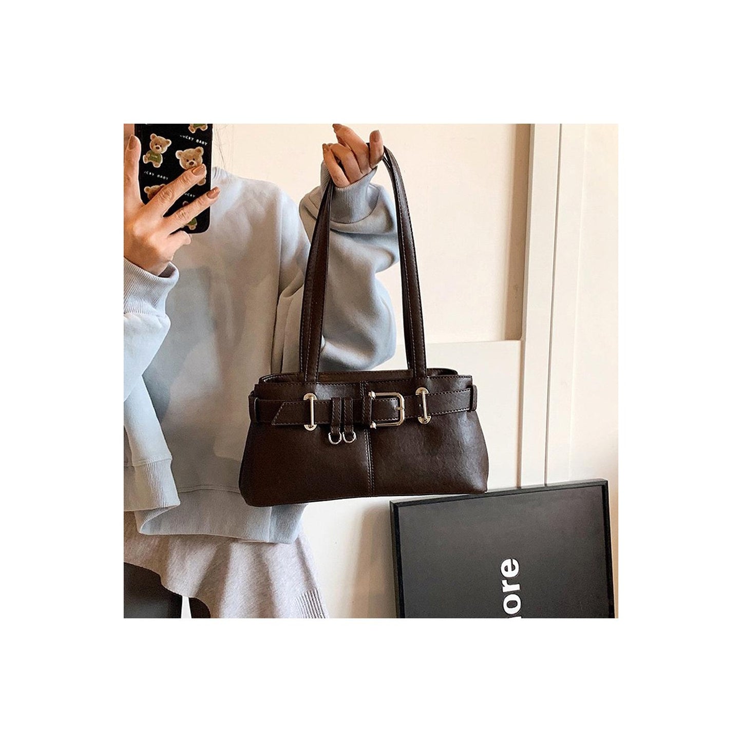 Brown - Front - XY London Womens-Ladies Josephine Belted Shoulder Bag