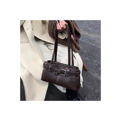 Brown - Side - XY London Womens-Ladies Josephine Belted Shoulder Bag