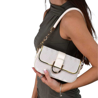 Beige - Back - XY London Womens-Ladies Myla Quilted Chain Strap Shoulder Bag