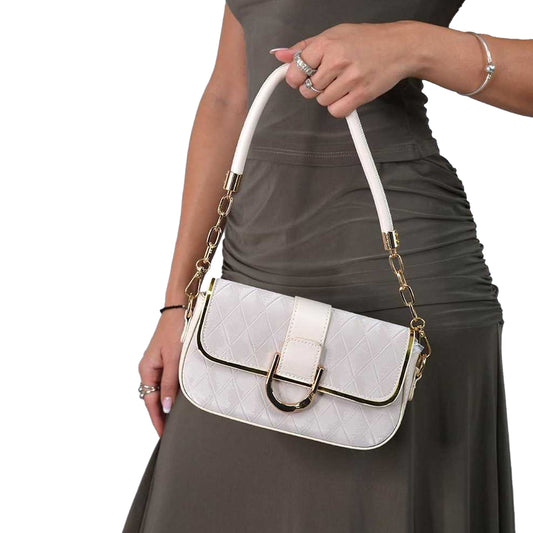 Beige - Front - XY London Womens-Ladies Myla Quilted Chain Strap Shoulder Bag