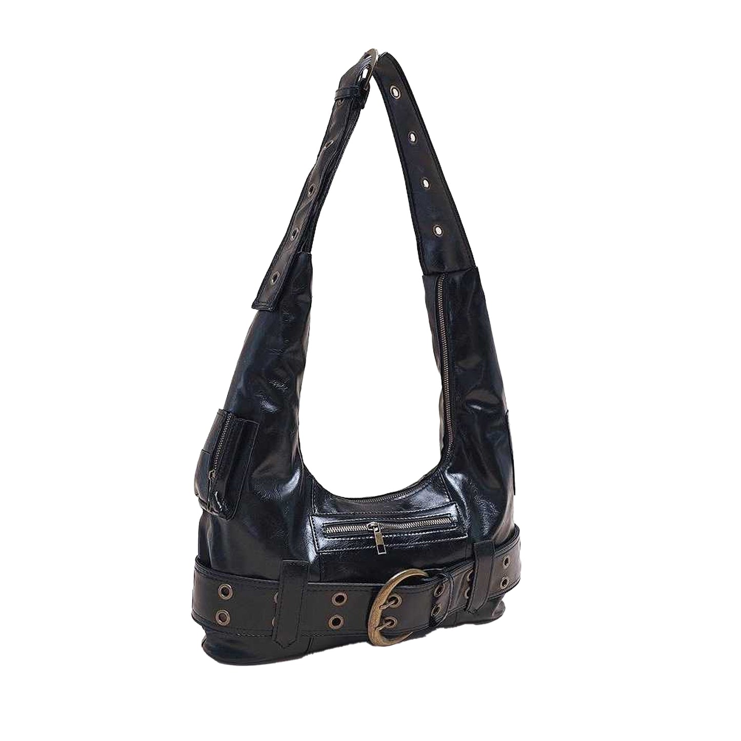 Black - Back - XY London Womens-Ladies Cora Buckle Shoulder Bag
