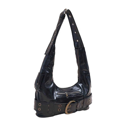 Black - Back - XY London Womens-Ladies Cora Buckle Shoulder Bag