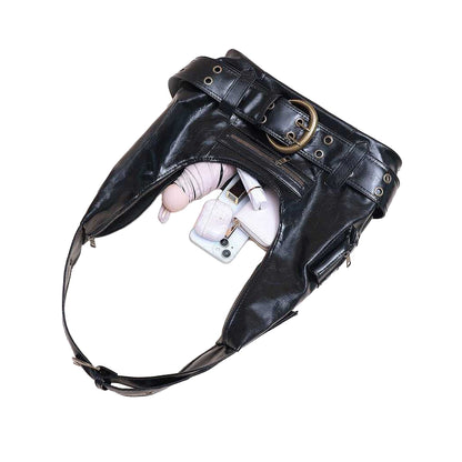 Black - Side - XY London Womens-Ladies Cora Buckle Shoulder Bag