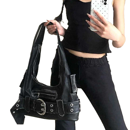 Black - Lifestyle - XY London Womens-Ladies Cora Buckle Shoulder Bag