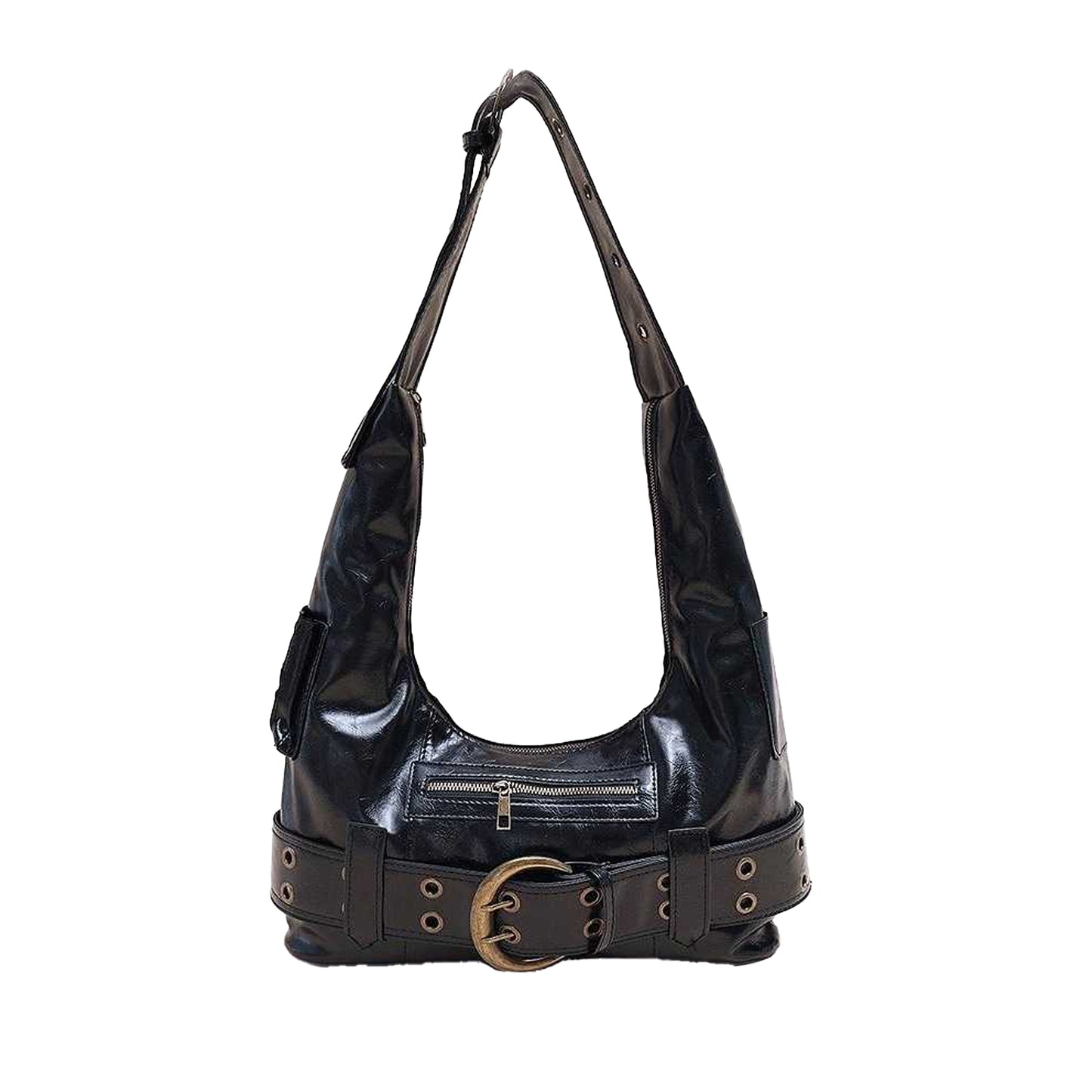 Black - Front - XY London Womens-Ladies Cora Buckle Shoulder Bag