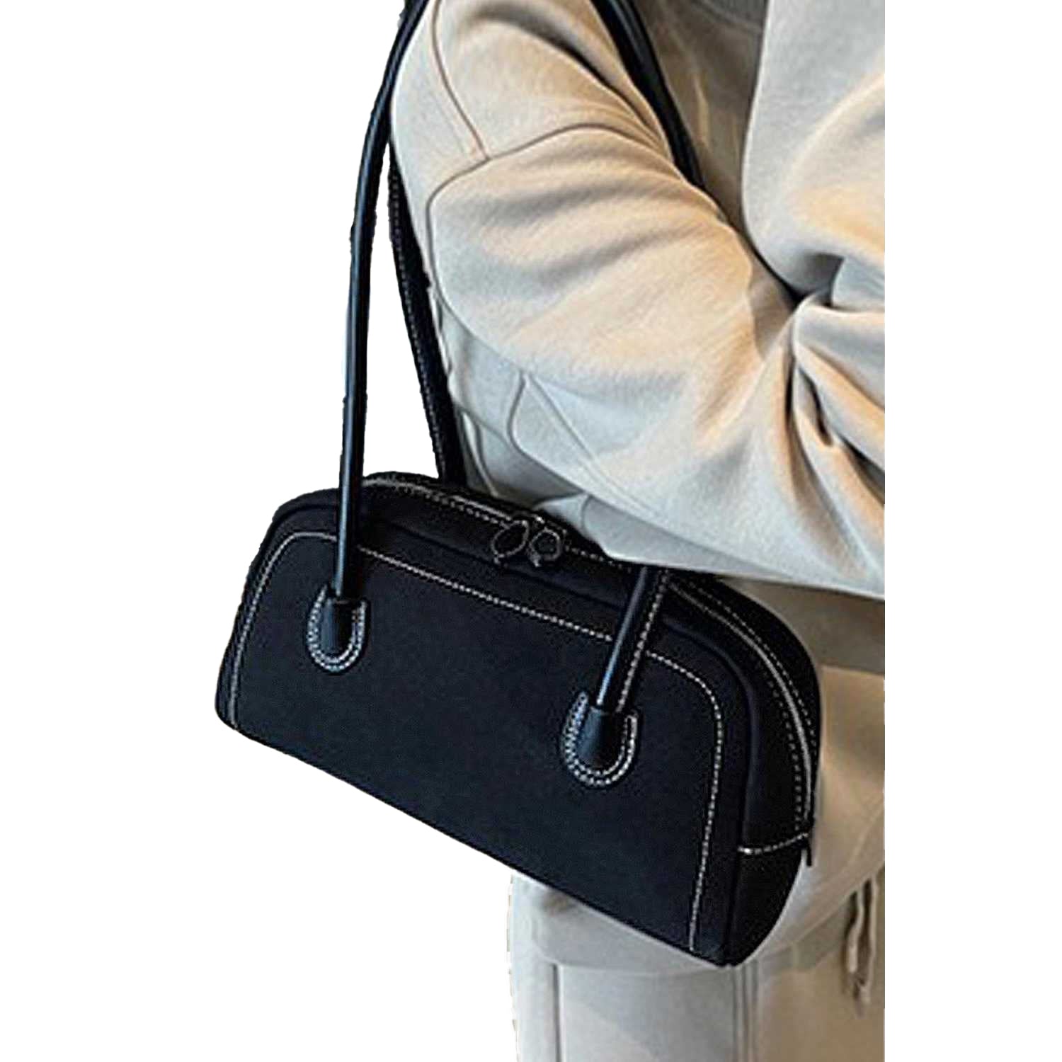 Black - Back - XY London Ashden Faux Suede Handbag