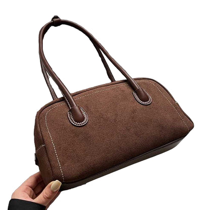 Brown - Back - XY London Ashden Faux Suede Handbag