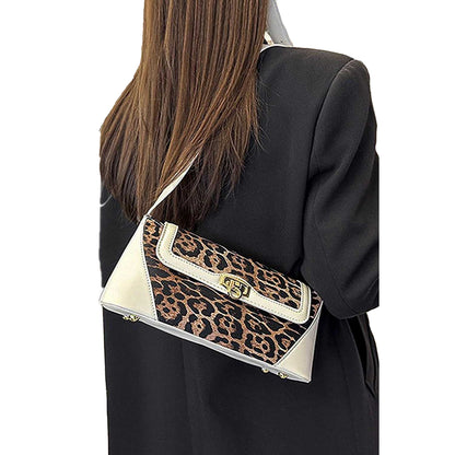 Beige - Back - XY London Womens-Ladies Tiff Leopard Print Shoulder Bag