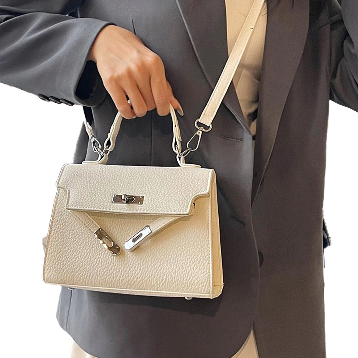 Beige - Back - XY London Womens-Ladies Juniper Cross Body Handbag