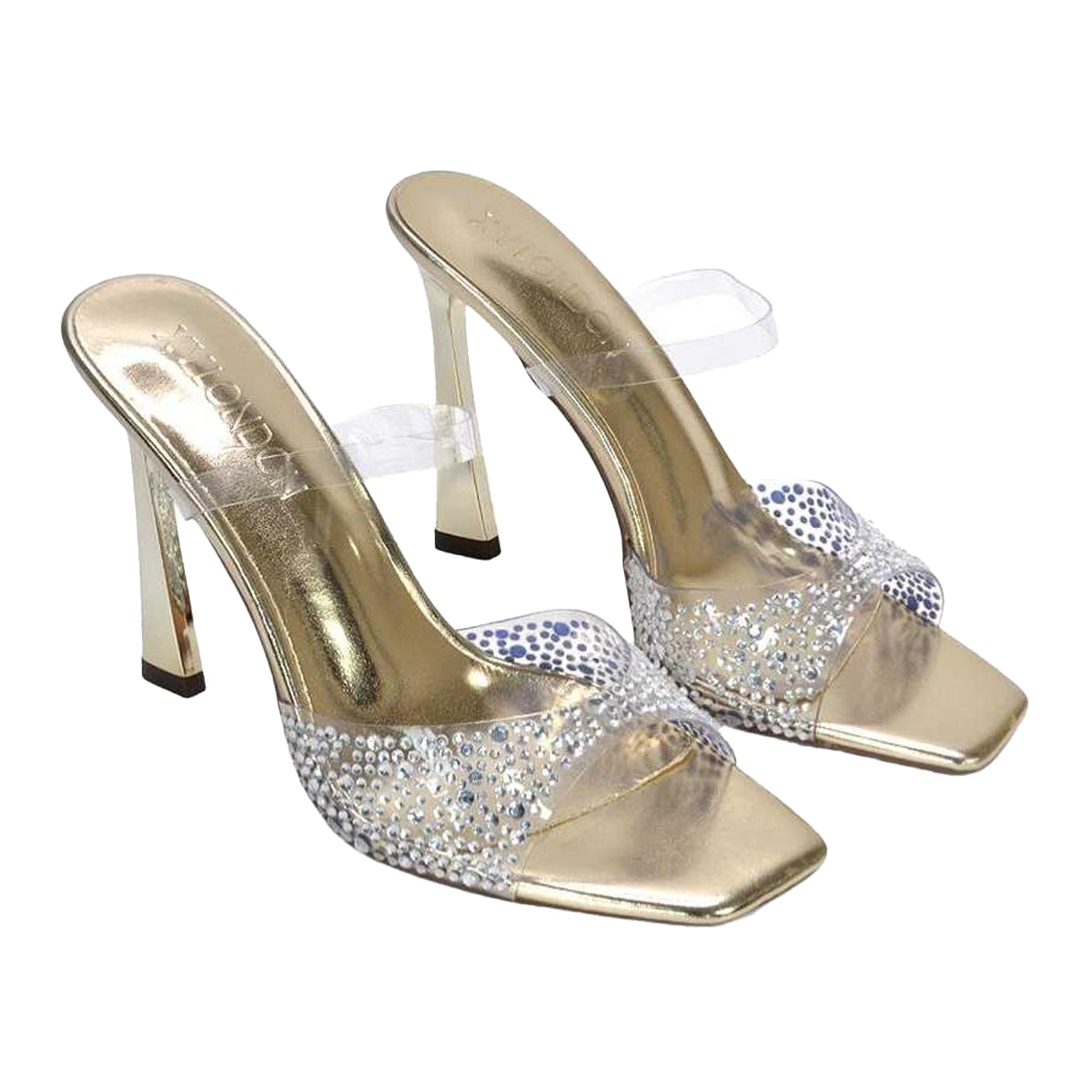 Gold - Lifestyle - XY London Womens-Ladies Lois Rhinestone Perspex High Heel Sandals