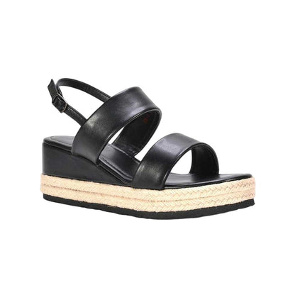 Black - Lifestyle - XY London Womens-Ladies Ally Sling Back Low Heel Wedge Sandals