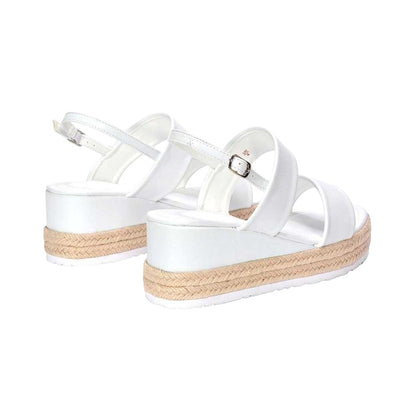 White - Back - XY London Womens-Ladies Ally Sling Back Low Heel Wedge Sandals