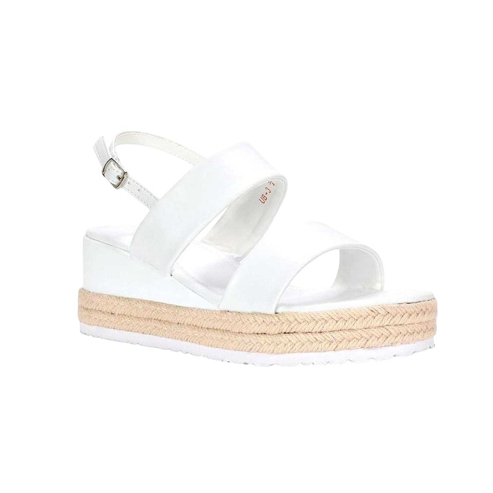 White - Lifestyle - XY London Womens-Ladies Ally Sling Back Low Heel Wedge Sandals