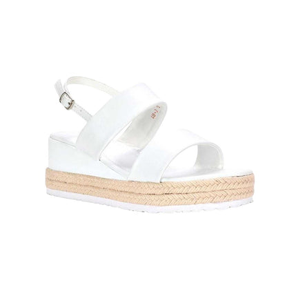 White - Lifestyle - XY London Womens-Ladies Ally Sling Back Low Heel Wedge Sandals