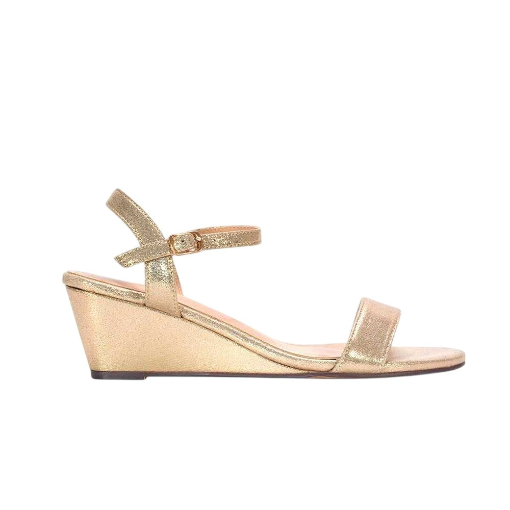 Gold - Side - XY London Womens-Ladies Alissa Open Toe Sandals