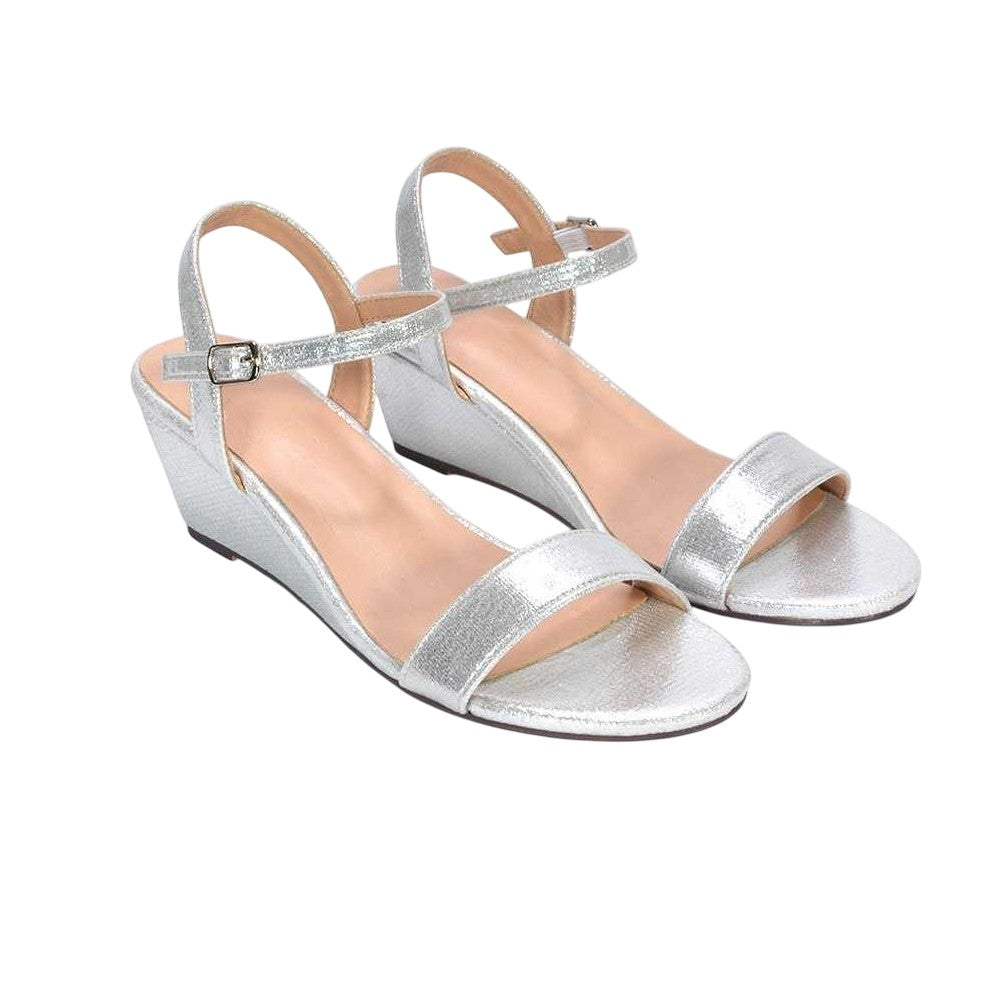 Silver - Front - XY London Womens-Ladies Alissa Open Toe Sandals