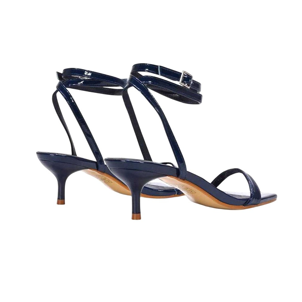 Navy - Back - XY London Womens-Ladies Nikita Patent Low Kitten Heel Sandals