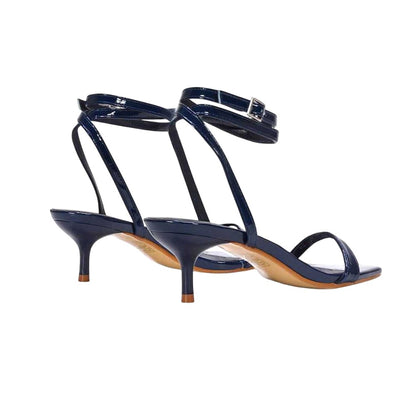 Navy - Back - XY London Womens-Ladies Nikita Patent Low Kitten Heel Sandals