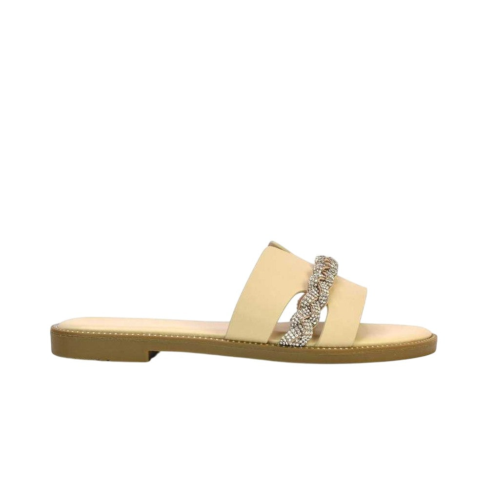 Nude - Back - XY London Womens-Ladies Josie Diamante Sandals