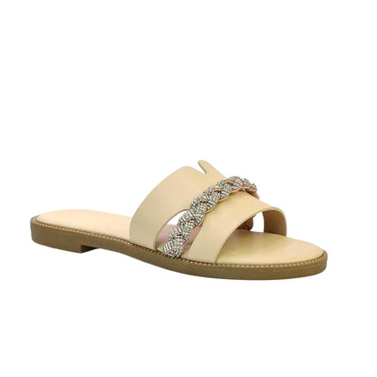 Nude - Side - XY London Womens-Ladies Josie Diamante Sandals