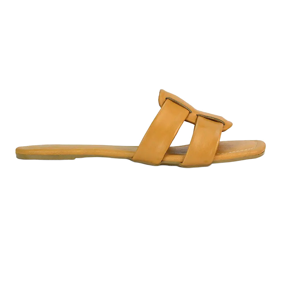 Tan - Back - XY London Womens-Ladies Chelsea Leather Sandals