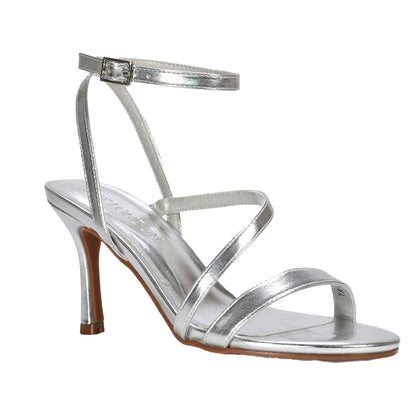 Metallic Silver - Lifestyle - XY London Womens-Ladies Sherry Metallic Strappy Stiletto Heel Sandals