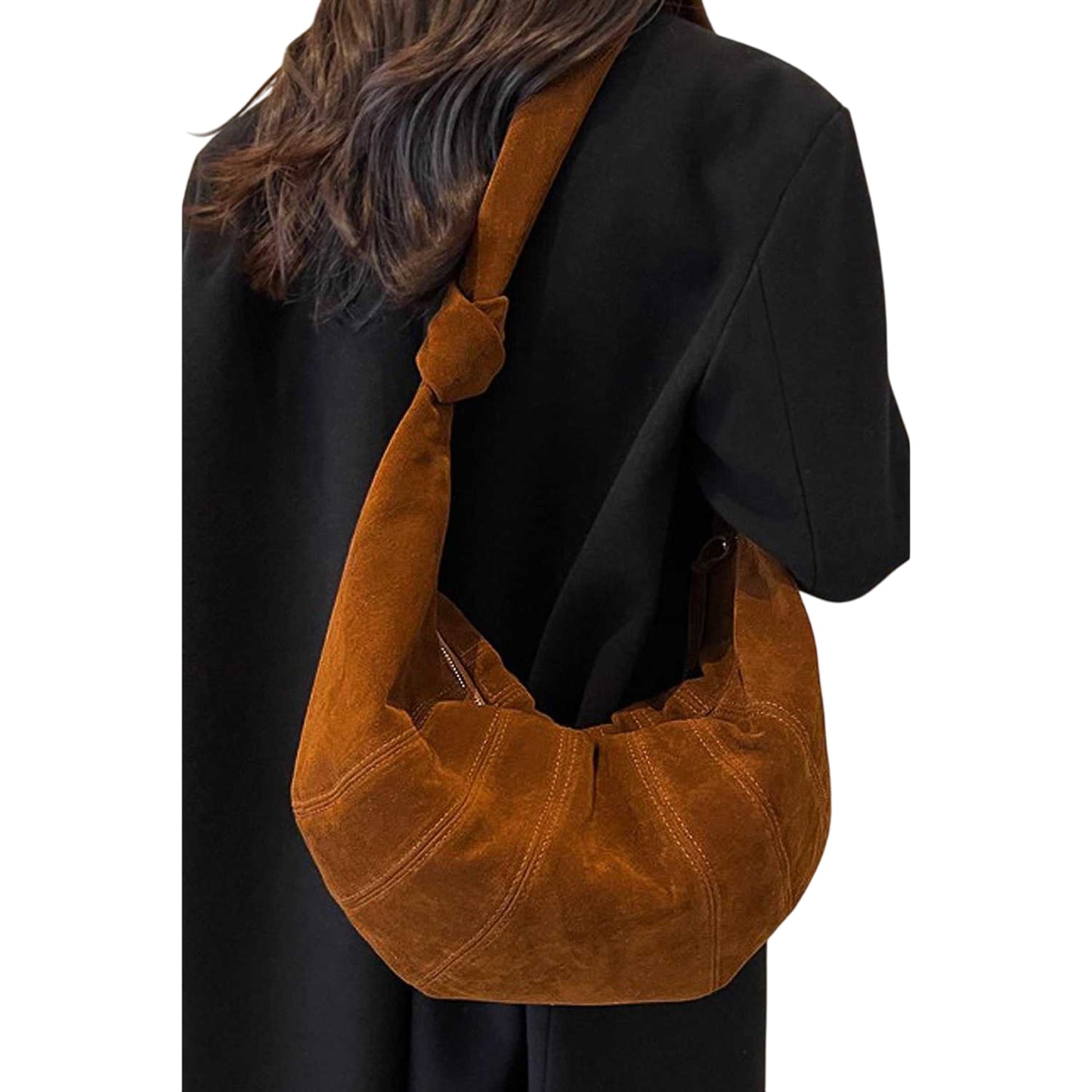 Tan - Side - XY London Womens-Ladies Claud Crescent Shaped Crossbody Bag