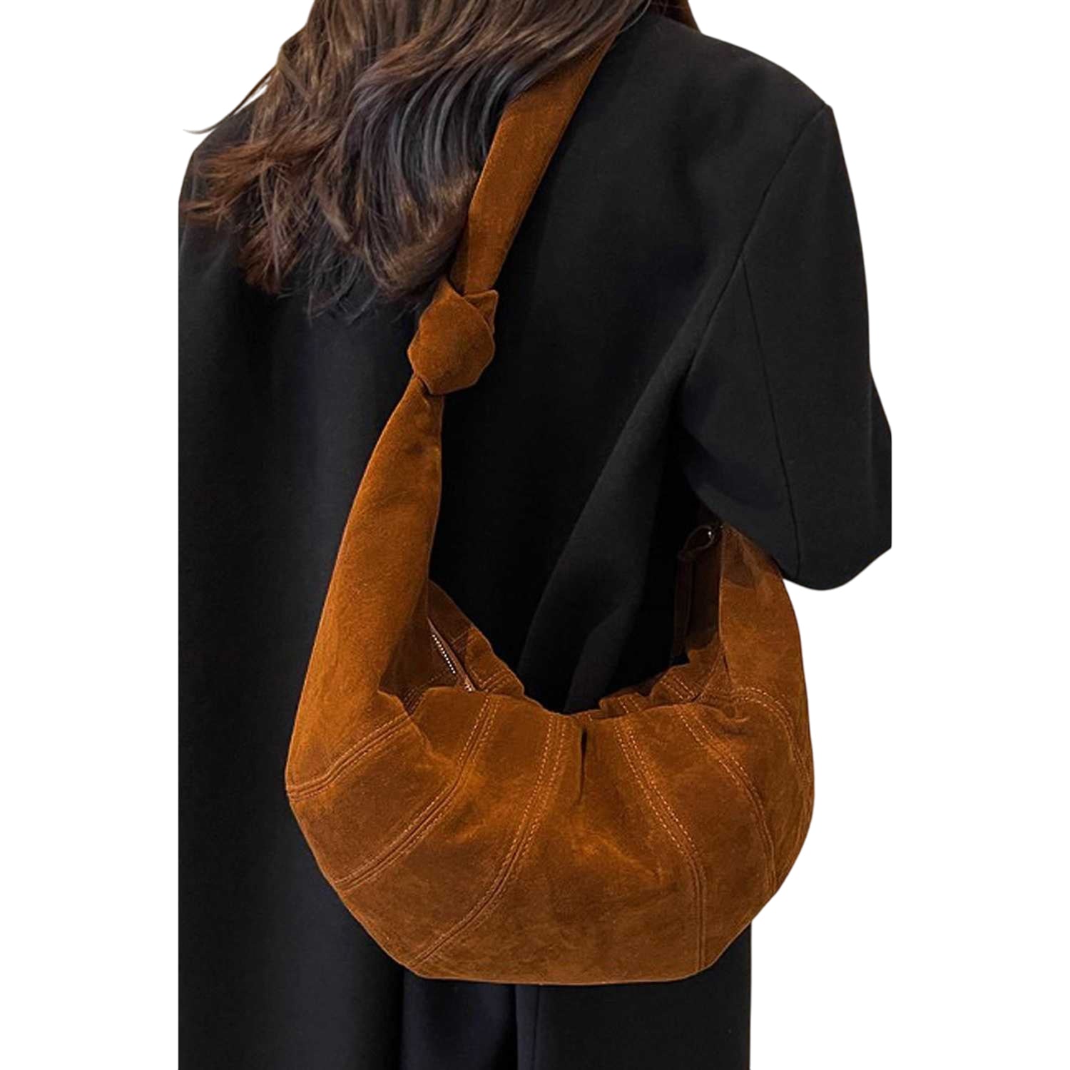 Tan - Side - XY London Womens-Ladies Claud Crescent Shaped Crossbody Bag