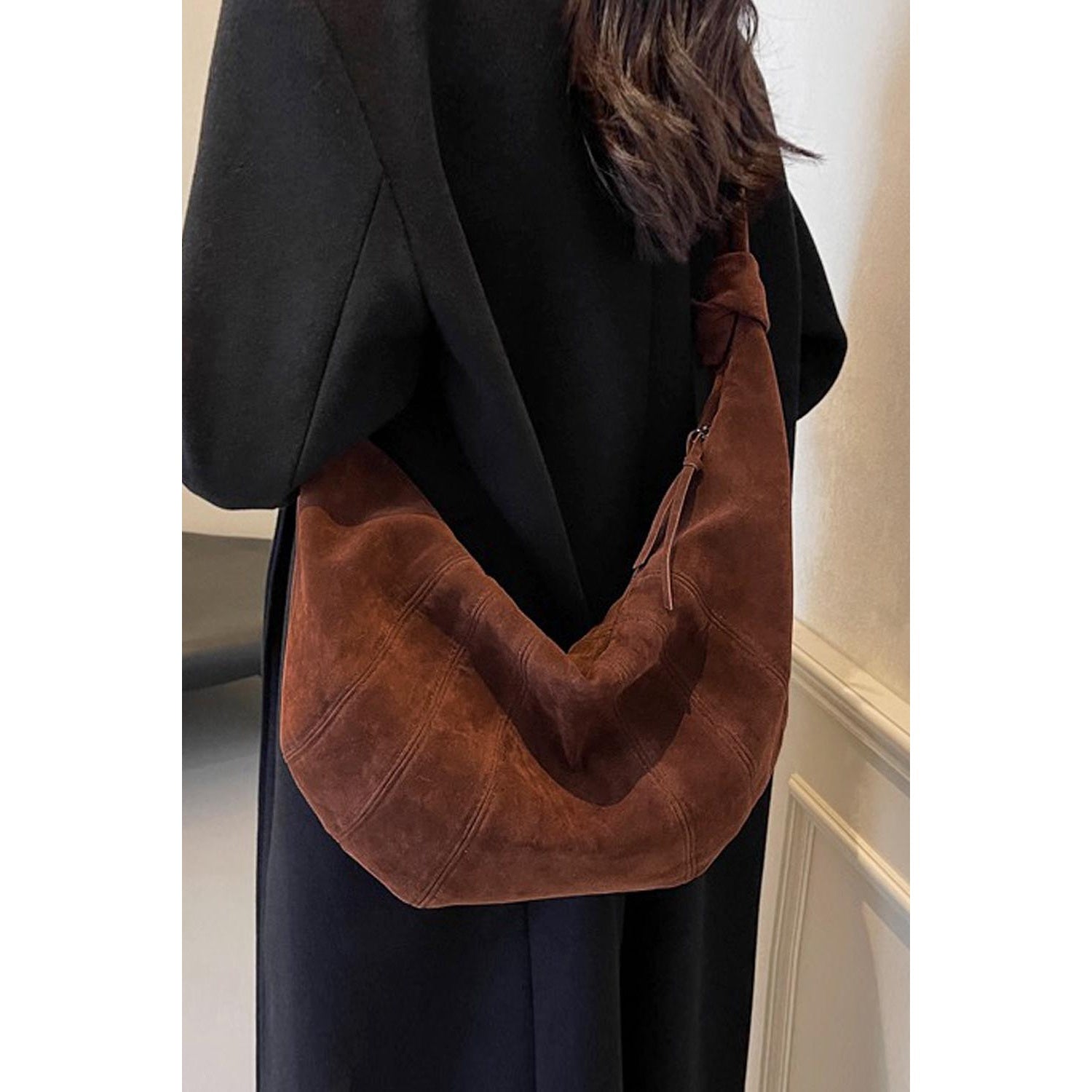 Brown - Front - XY London Womens-Ladies Claud Crescent Shaped Crossbody Bag