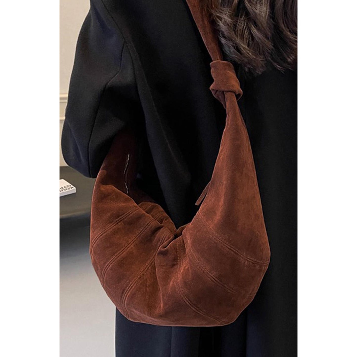 Brown - Back - XY London Womens-Ladies Claud Crescent Shaped Crossbody Bag