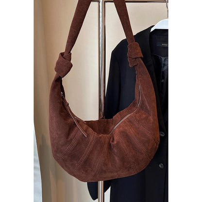 Brown - Side - XY London Womens-Ladies Claud Crescent Shaped Crossbody Bag
