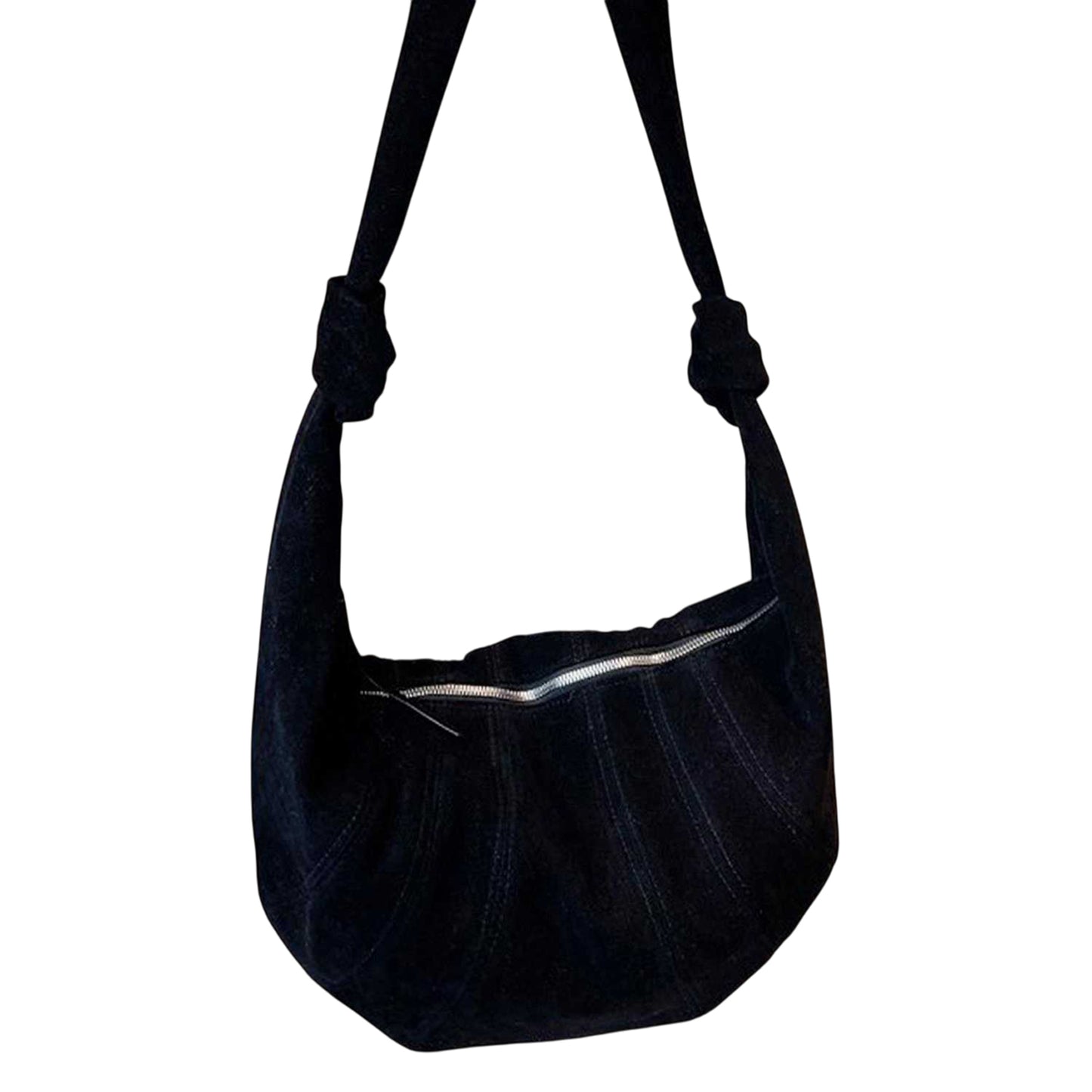 Jet Black - Front - XY London Womens-Ladies Claud Crescent Shaped Crossbody Bag