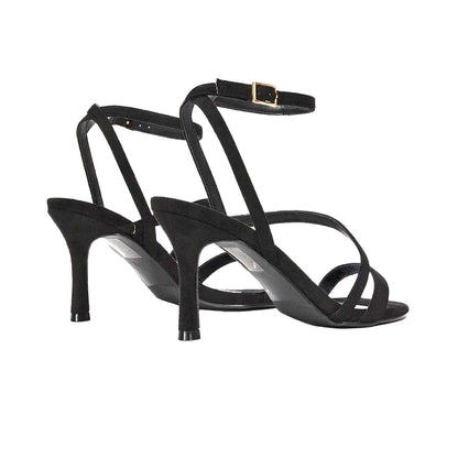 Jet Black - Back - XY London Womens-Ladies Sherry Strappy Stiletto Heel Sandals