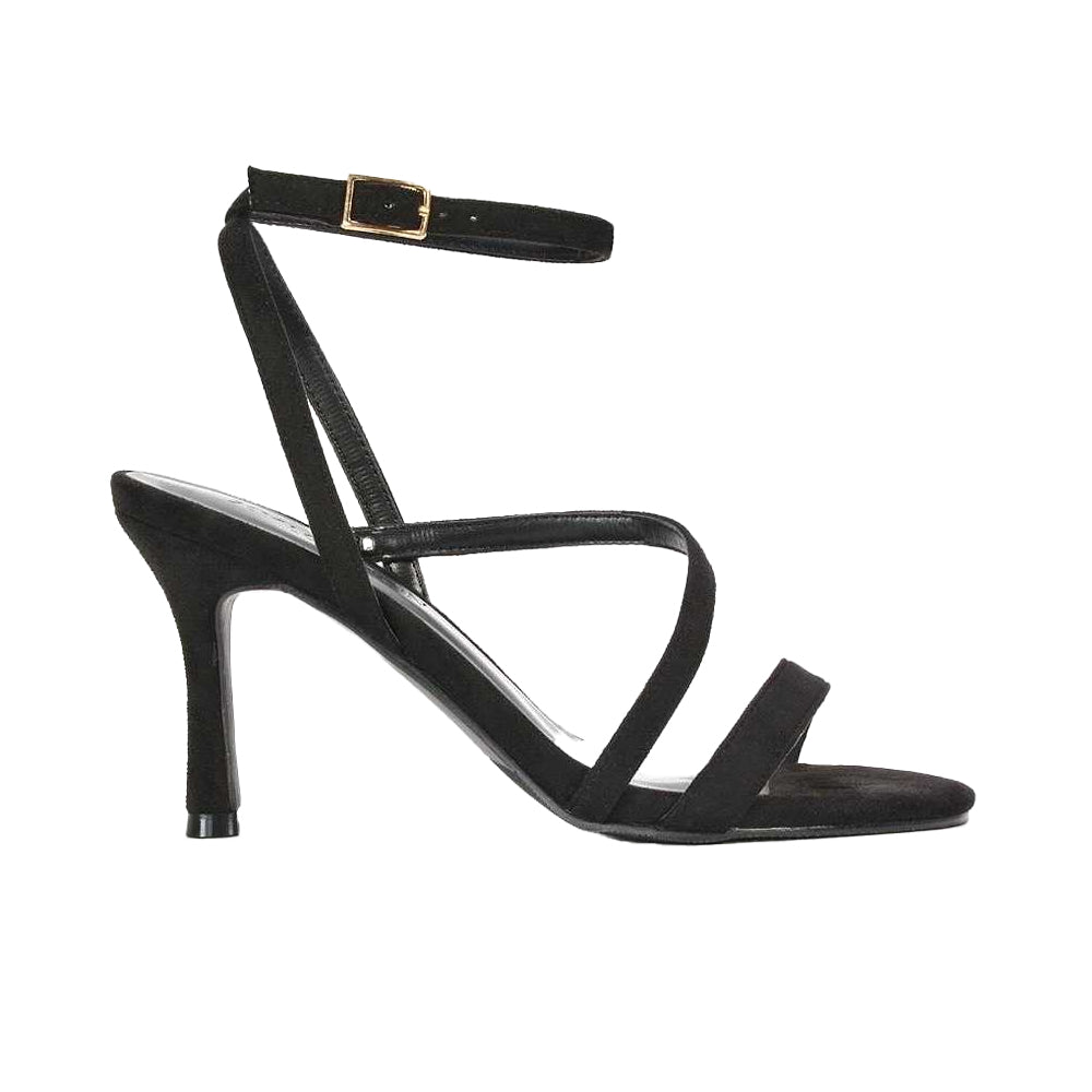 Jet Black - Side - XY London Womens-Ladies Sherry Strappy Stiletto Heel Sandals